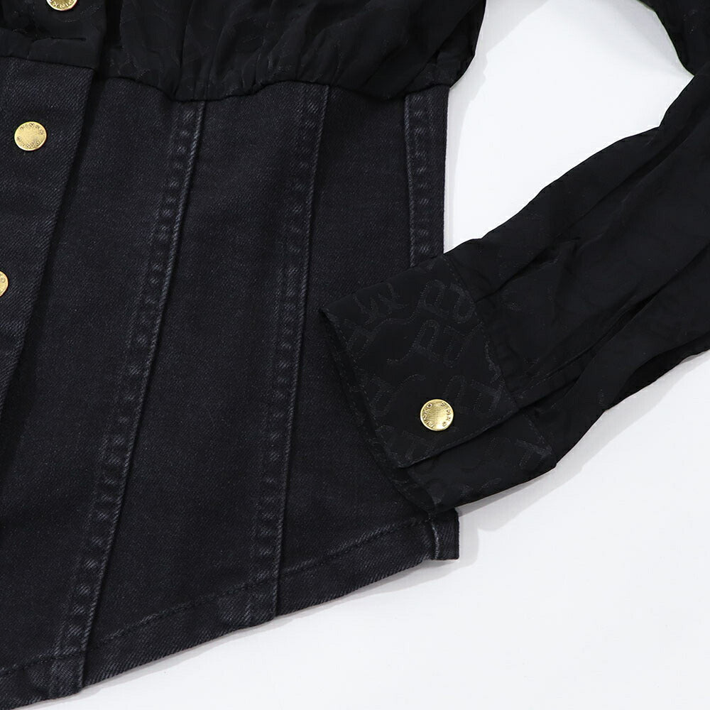PINKO シャツ ブラウス ブラック コルセット ロゴ 1J112H-A0CN