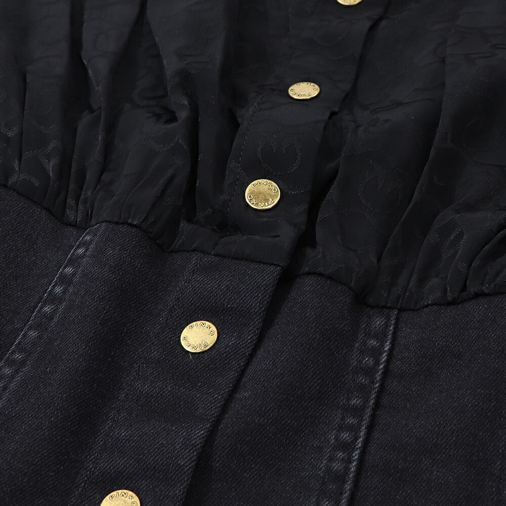 PINKO シャツ ブラウス ブラック コルセット ロゴ 1J112H-A0CN