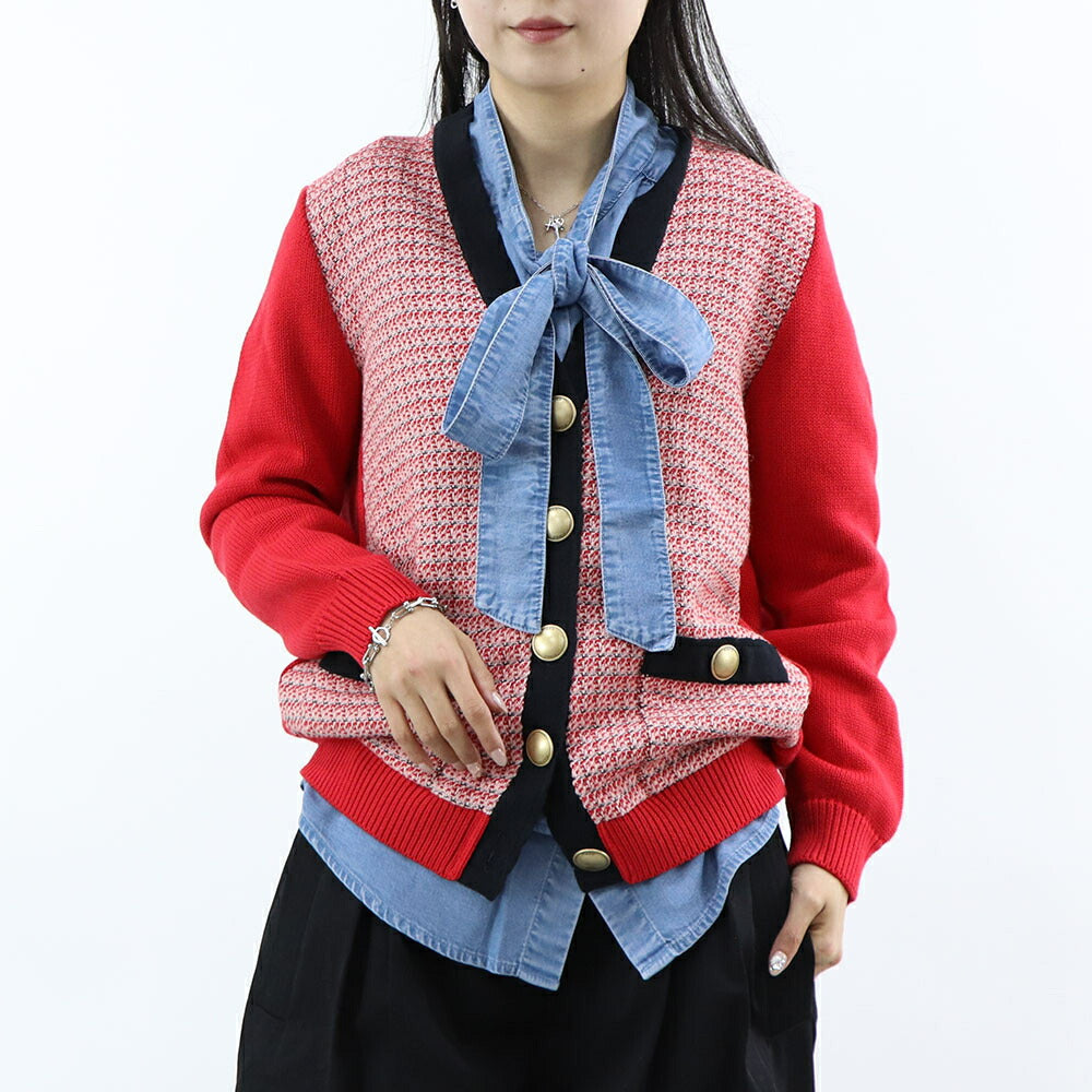 PINKO ブルー デニムシャツ ボウタイ リボンタイ 1J112R-A0CW