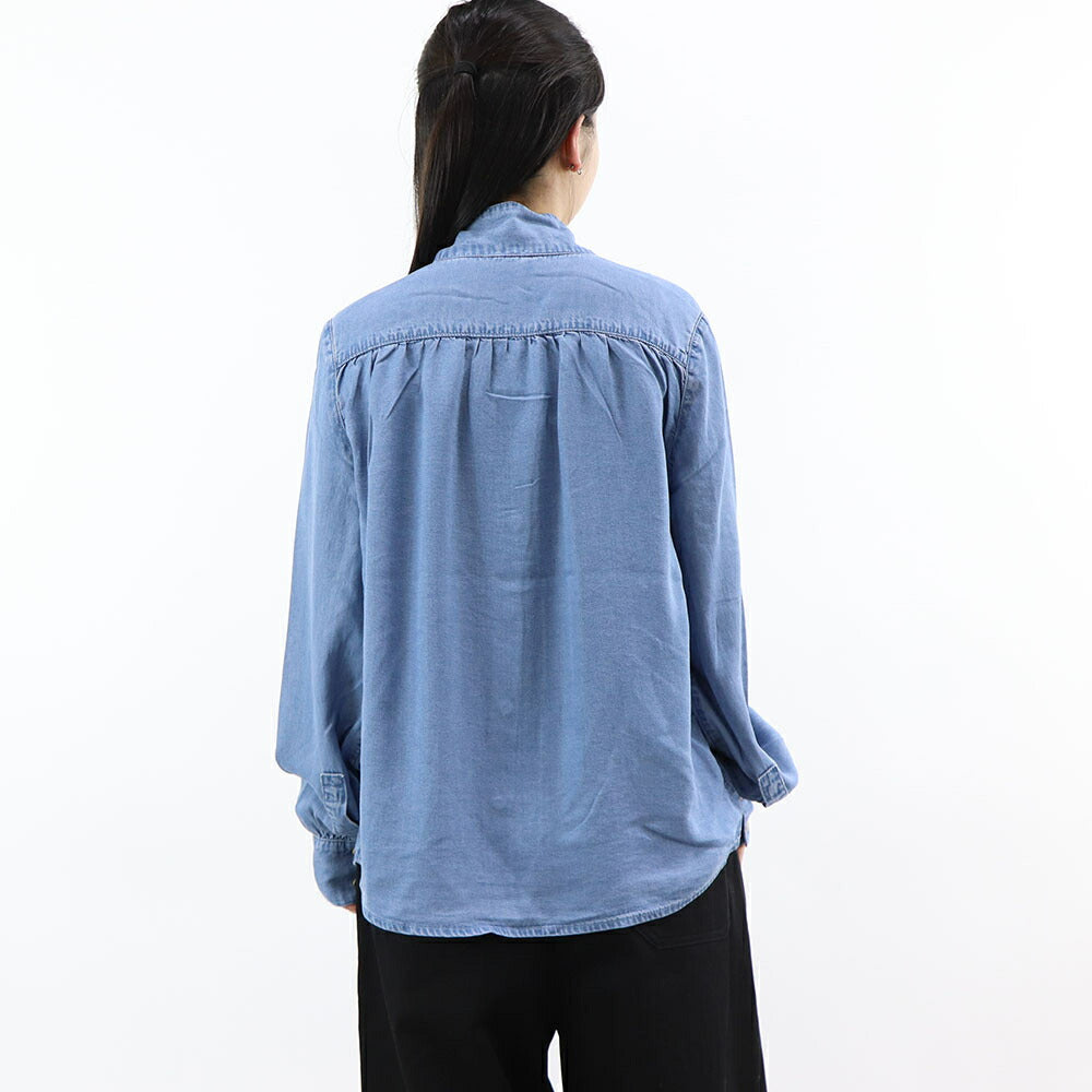 PINKO ブルー デニムシャツ ボウタイ リボンタイ 1J112R-A0CW