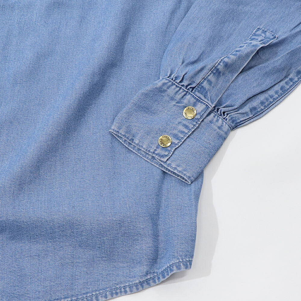 PINKO ブルー デニムシャツ ボウタイ リボンタイ 1J112R-A0CW