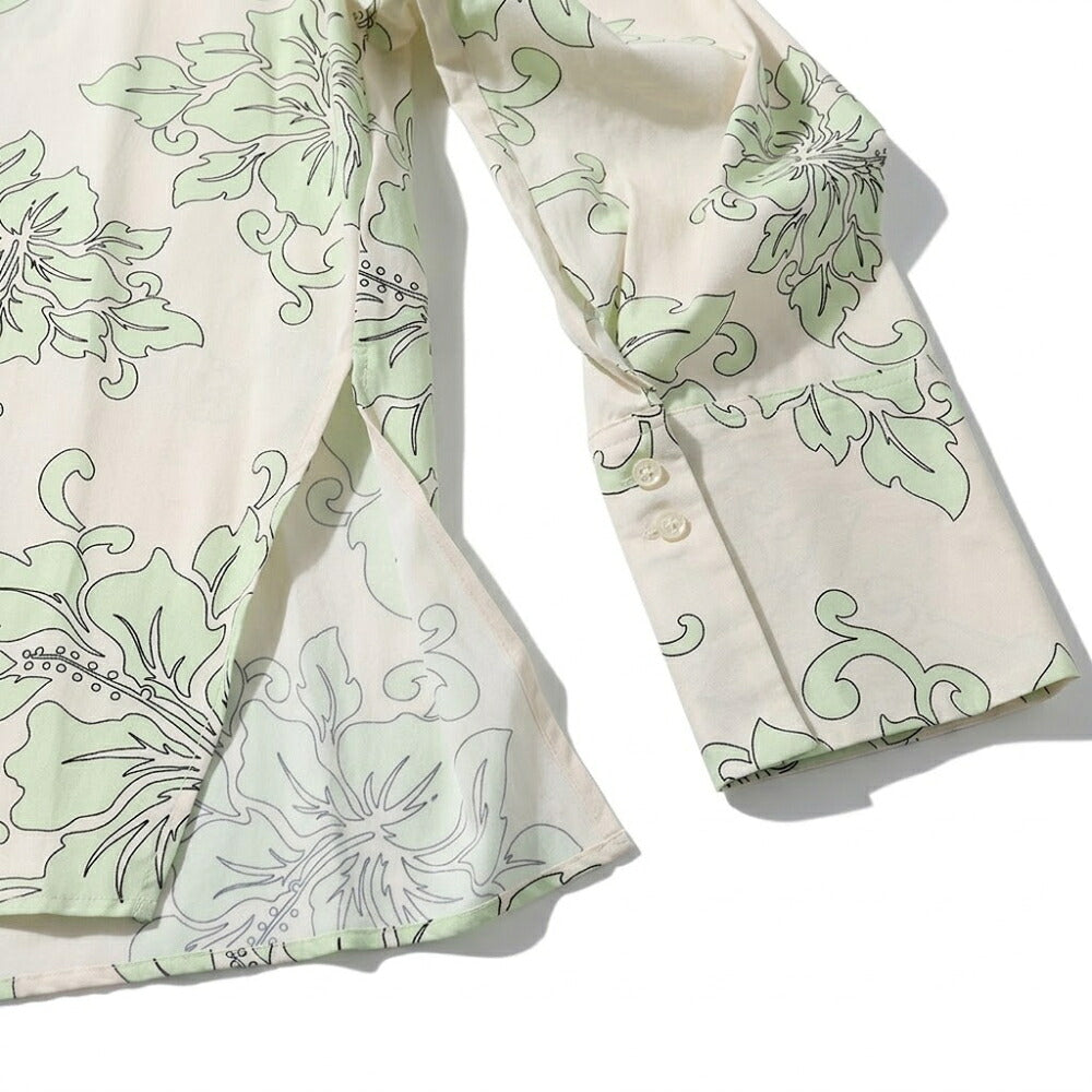 PINKO ピンコ レディース トップス シャツ・ブラウス ホワイト×グリーン コットン 花柄 コットンシャツ 1N1374-8514