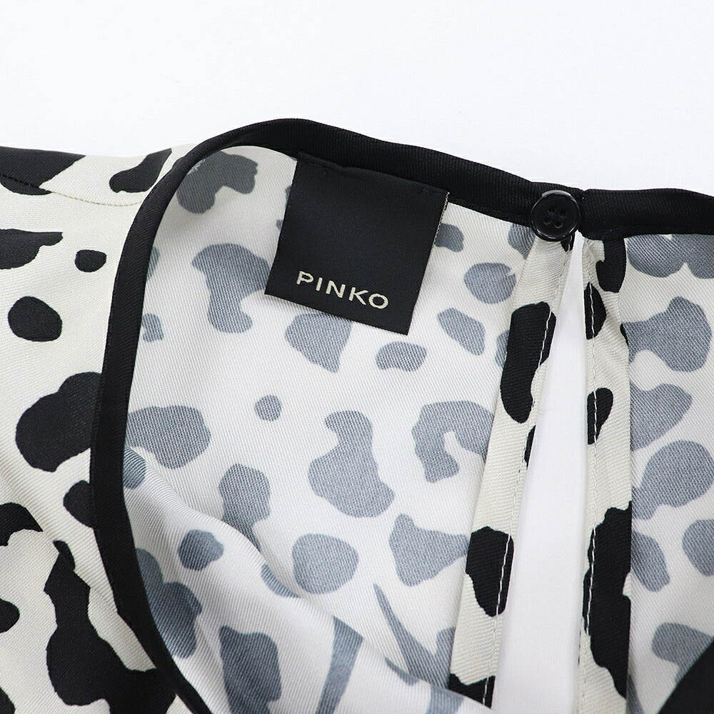 PINKO ピンコ レディース トップス Tシャツ・カットソー ホワイト×ブラック ポリエステル アニマル柄 長袖 1G14R7-7949