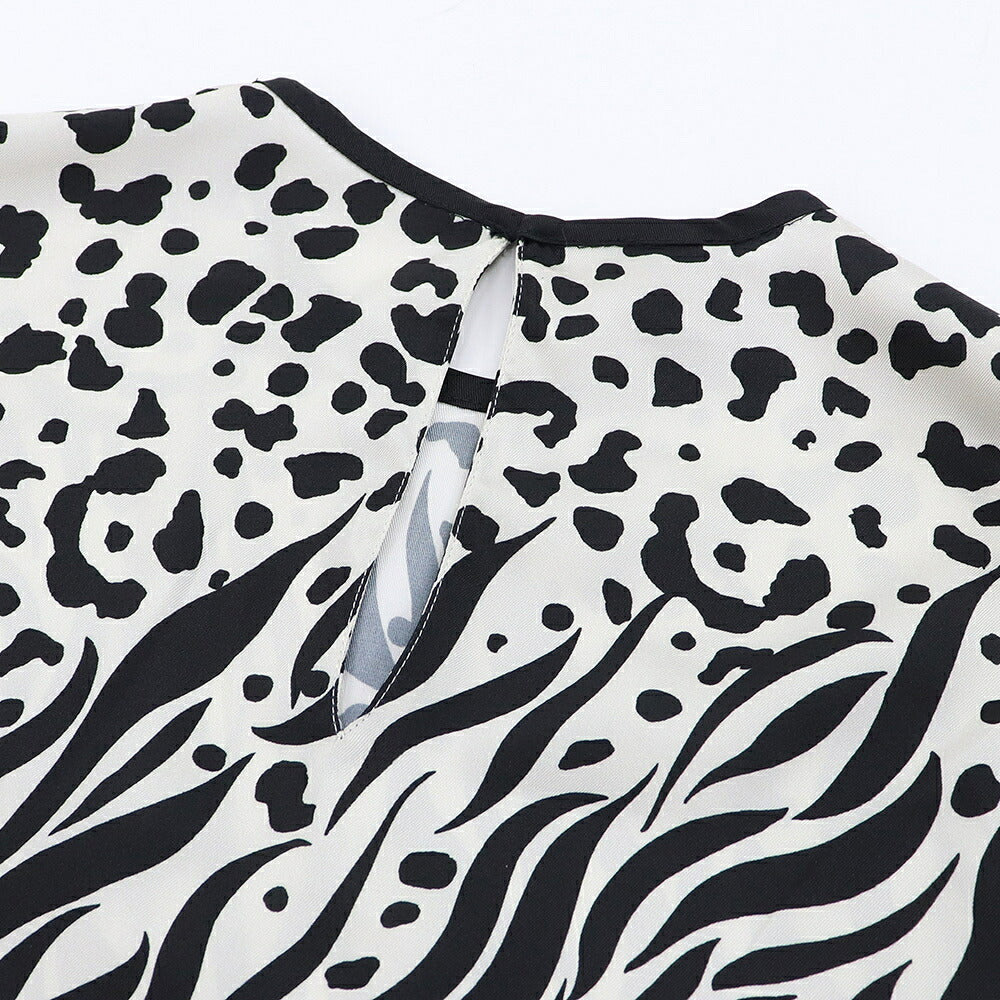 PINKO ピンコ レディース トップス Tシャツ・カットソー ホワイト×ブラック ポリエステル アニマル柄 長袖 1G14R7-7949