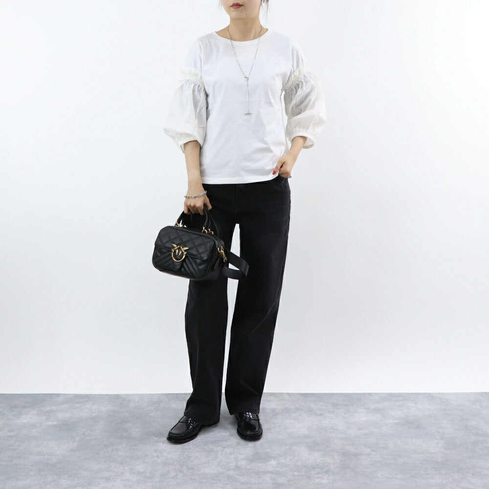 PINKO Tシャツ ホワイト 袖切り替え 長袖 1G15TH-Y6EV