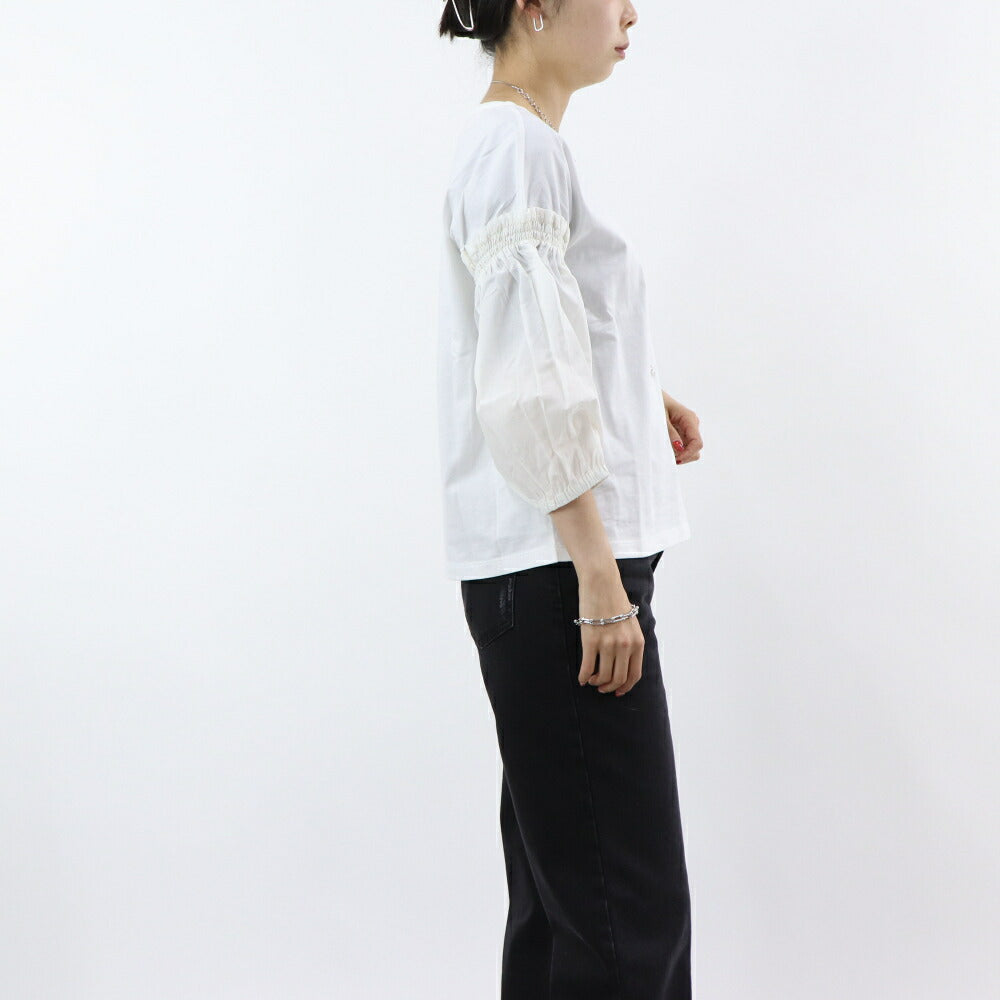 PINKO Tシャツ ホワイト 袖切り替え 長袖 1G15TH-Y6EV