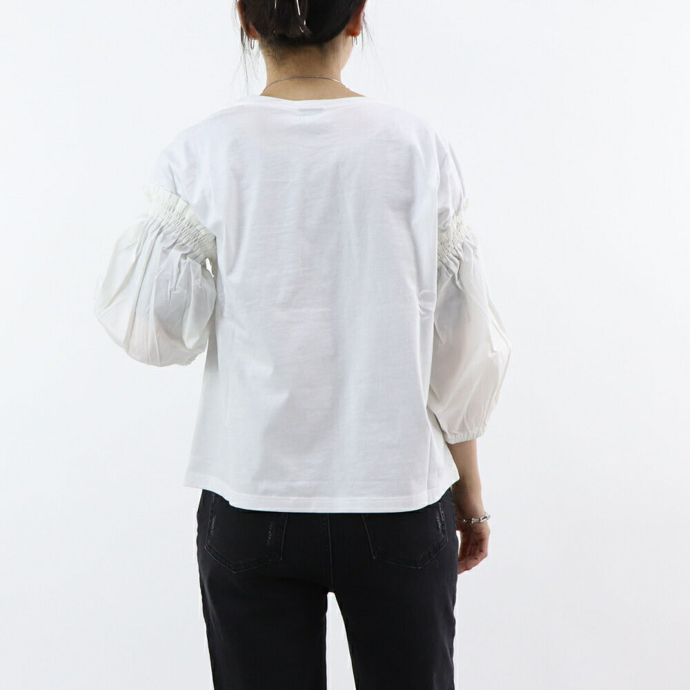 PINKO Tシャツ ホワイト 袖切り替え 長袖 1G15TH-Y6EV