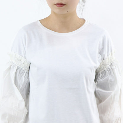 PINKO Tシャツ ホワイト 袖切り替え 長袖 1G15TH-Y6EV