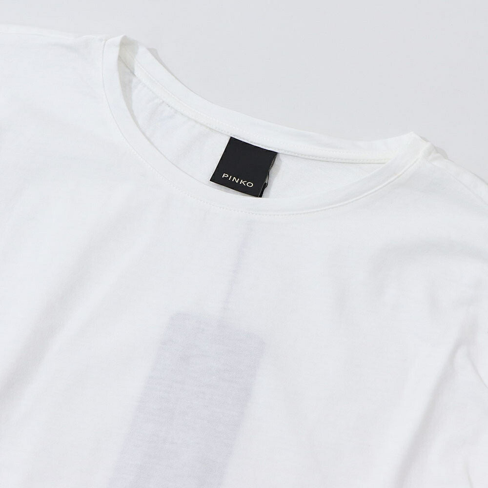 PINKO Tシャツ ホワイト 袖切り替え 長袖 1G15TH-Y6EV