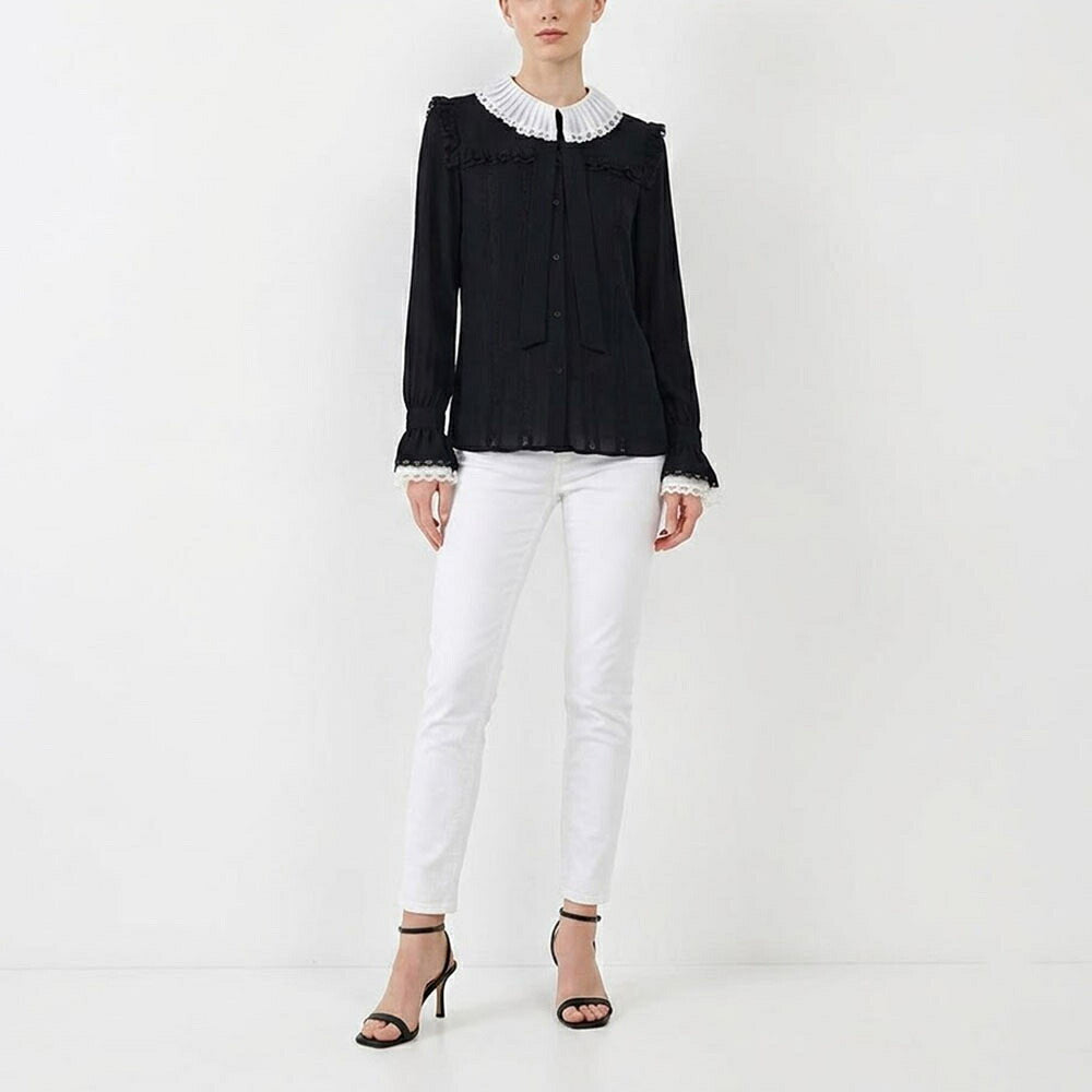 PINKO ピンコ レディース トップス シャツ・ブラウス レッド ブラック レーヨン ボウタイブラウス レース 1G16NA-Y6ZV
