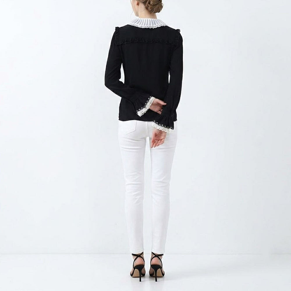 PINKO ピンコ レディース トップス シャツ・ブラウス レッド ブラック レーヨン ボウタイブラウス レース 1G16NA-Y6ZV