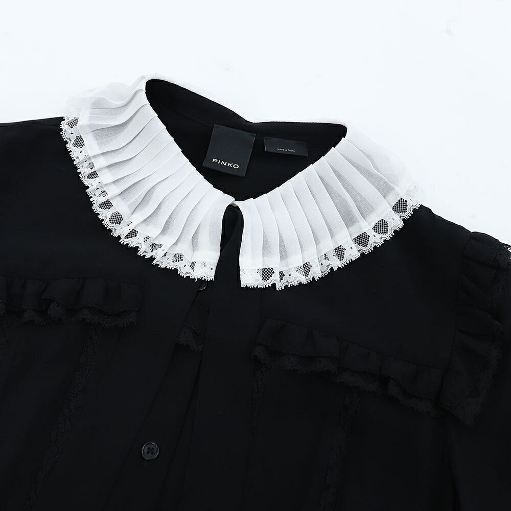 PINKO ピンコ レディース トップス シャツ・ブラウス レッド ブラック レーヨン ボウタイブラウス レース 1G16NA-Y6ZV