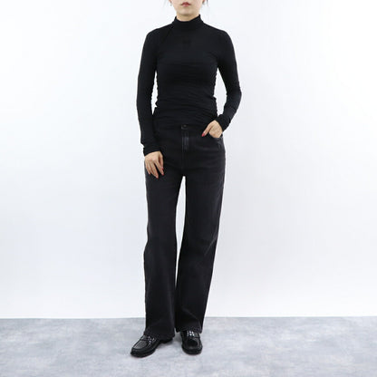 PINKO Tシャツ ブラック タートルネック ロゴ シースルー 長袖 1G16TG-Y7D2