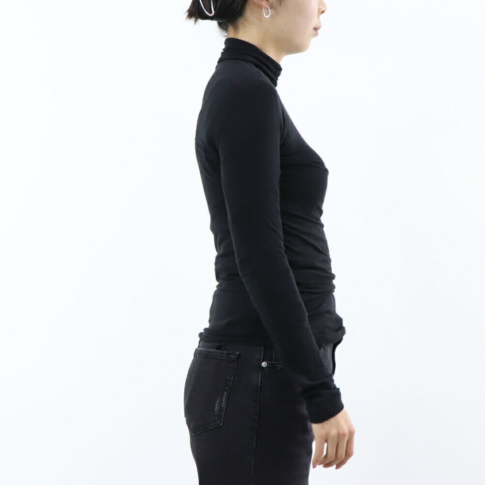 PINKO Tシャツ ブラック タートルネック ロゴ シースルー 長袖 1G16TG-Y7D2