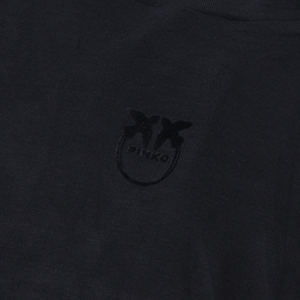 PINKO Tシャツ ブラック タートルネック ロゴ シースルー 長袖 1G16TG-Y7D2