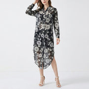 PINKO ピンコ レディース ワンピース ブラック コットン 総柄 シアー シャツワンピース 1Q10DC-A084