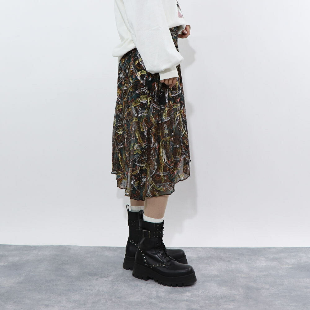 PINKO スカート ブラウン系 総柄 アシンメトリー 1G15JS-Y6EK
