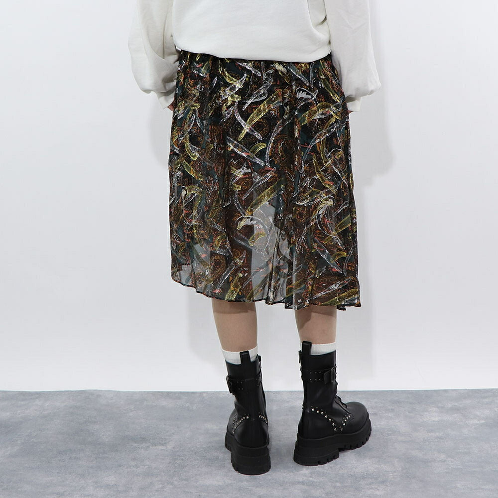 PINKO スカート ブラウン系 総柄 アシンメトリー 1G15JS-Y6EK