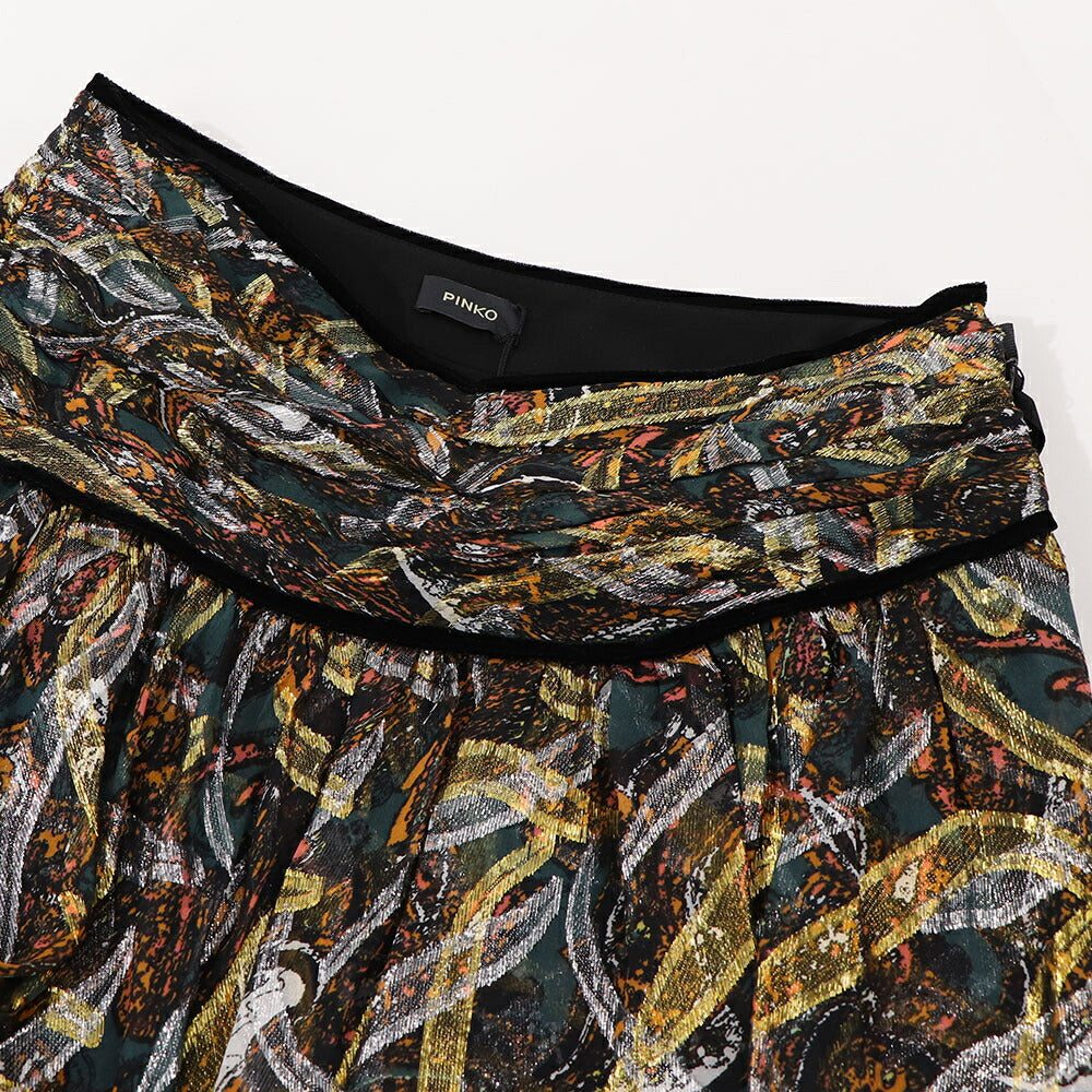 PINKO スカート ブラウン系 総柄 アシンメトリー 1G15JS-Y6EK