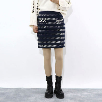 PINKO スカート ネイビー ニットミニスカート 1G16Y0-Y7T2