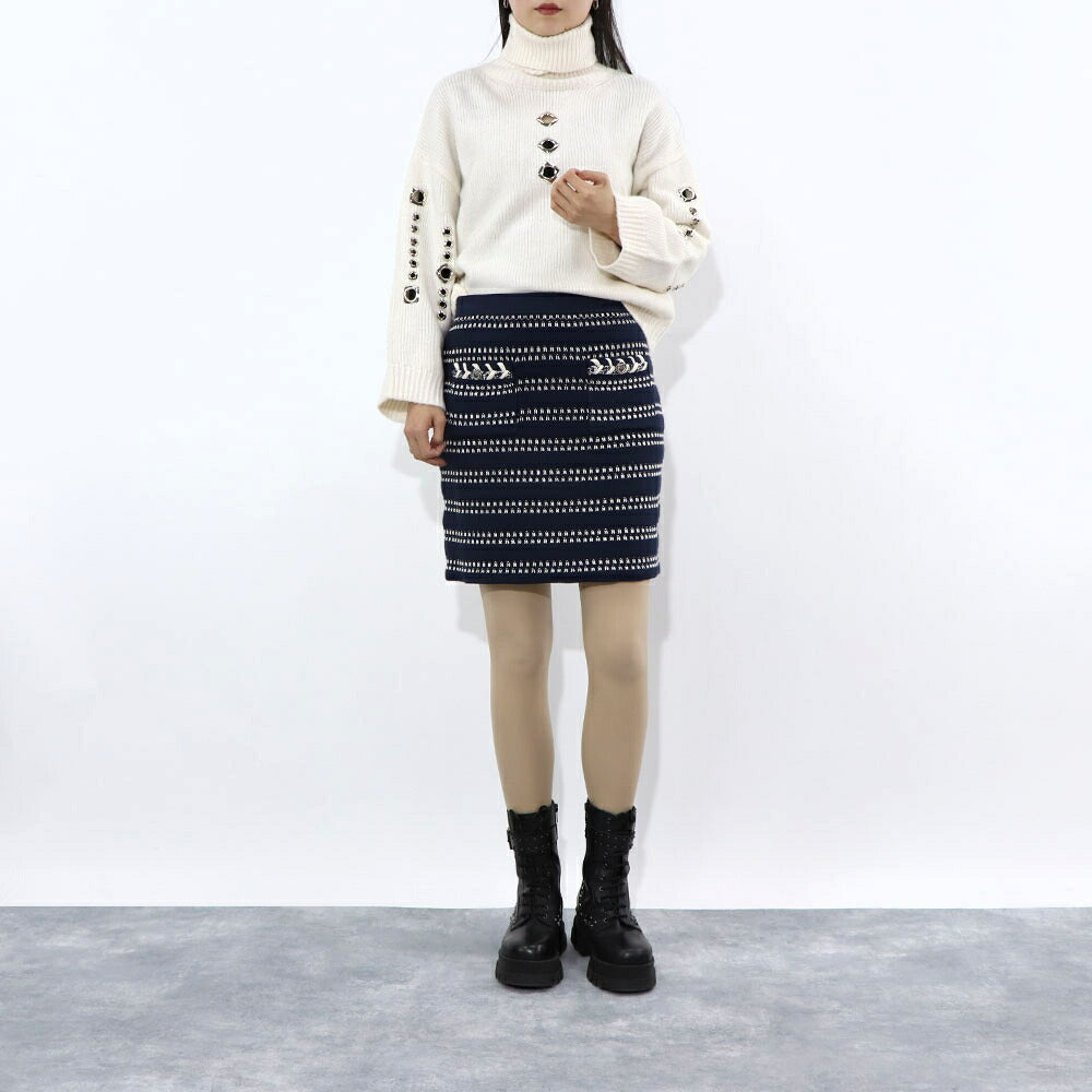 PINKO スカート ネイビー ニットミニスカート 1G16Y0-Y7T2