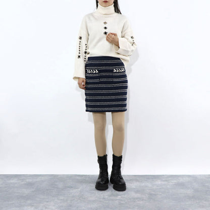 PINKO スカート ネイビー ニットミニスカート 1G16Y0-Y7T2