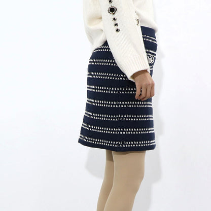 PINKO スカート ネイビー ニットミニスカート 1G16Y0-Y7T2