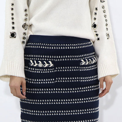 PINKO スカート ネイビー ニットミニスカート 1G16Y0-Y7T2