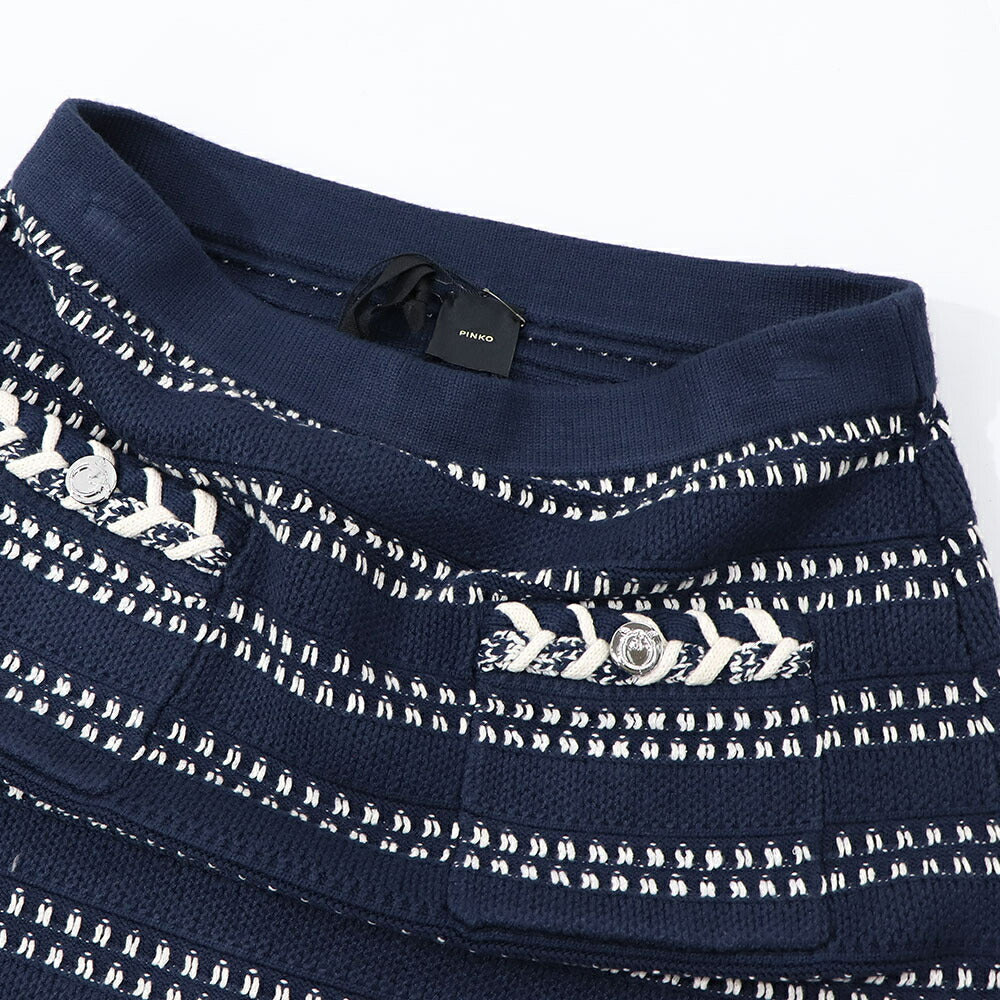 PINKO スカート ネイビー ニットミニスカート 1G16Y0-Y7T2