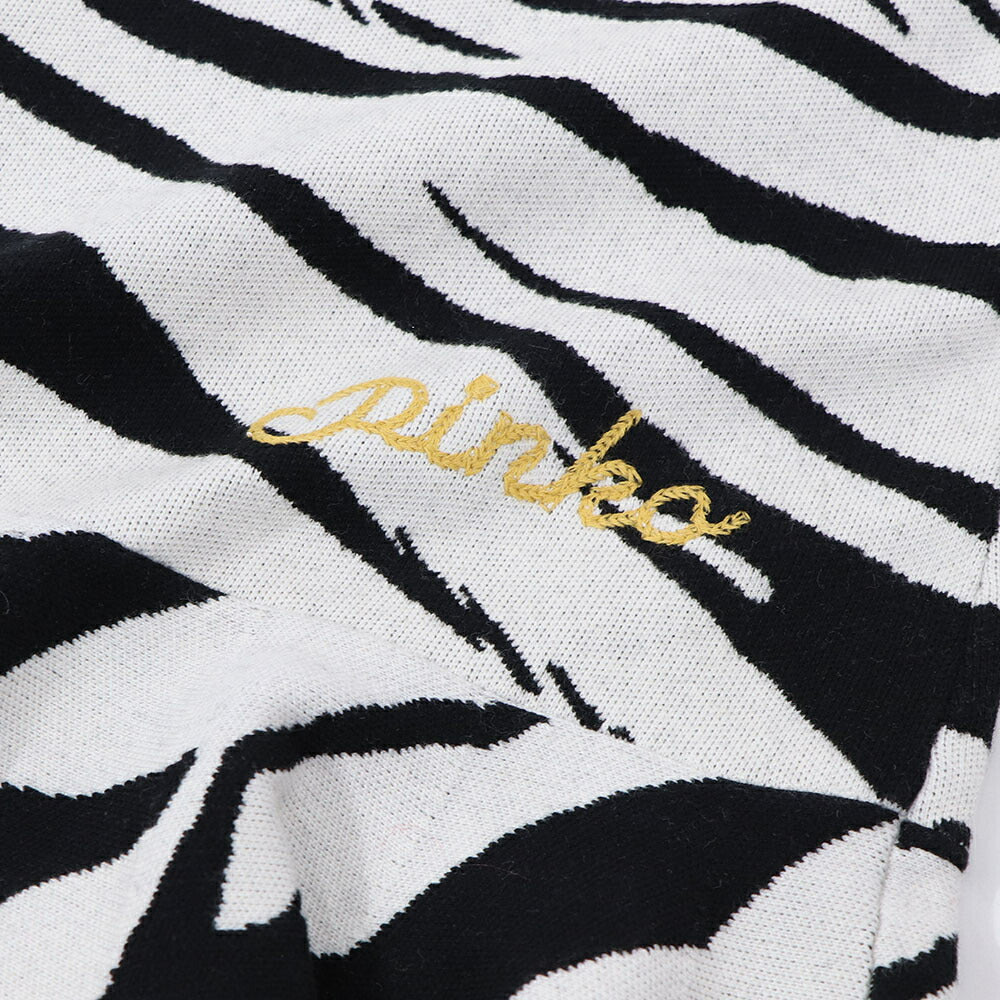 PINKO ホワイト×ブラック ゼブラ柄 ミニスカート ロゴ 刺繍 1G17N4-Y81Y
