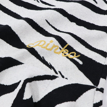 PINKO ホワイト×ブラック ゼブラ柄 ミニスカート ロゴ 刺繍 1G17N4-Y81Y