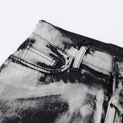 PINKO ショートパンツ ブラック×ホワイト タイダイ柄 南京錠 1Q1031-Y6A8