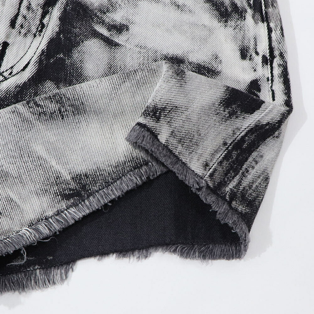 PINKO ショートパンツ ブラック×ホワイト タイダイ柄 南京錠 1Q1031-Y6A8