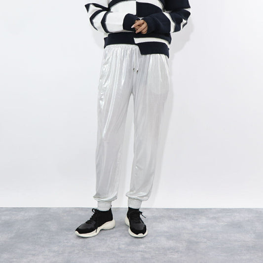 PINKO ロングパンツ ホワイト キラキラ サテン 1C106L-7969