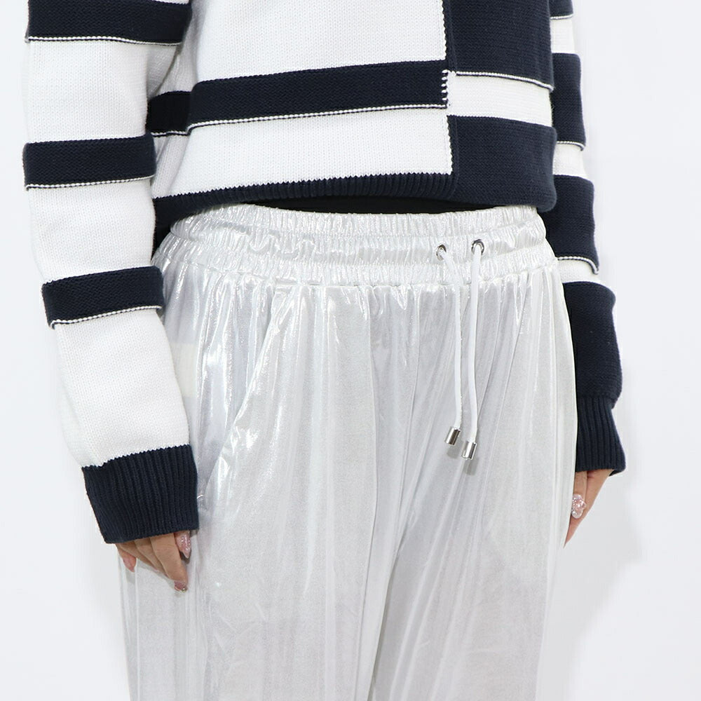PINKO ロングパンツ ホワイト キラキラ サテン 1C106L-7969