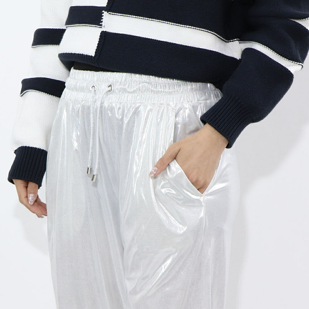 PINKO ロングパンツ ホワイト キラキラ サテン 1C106L-7969