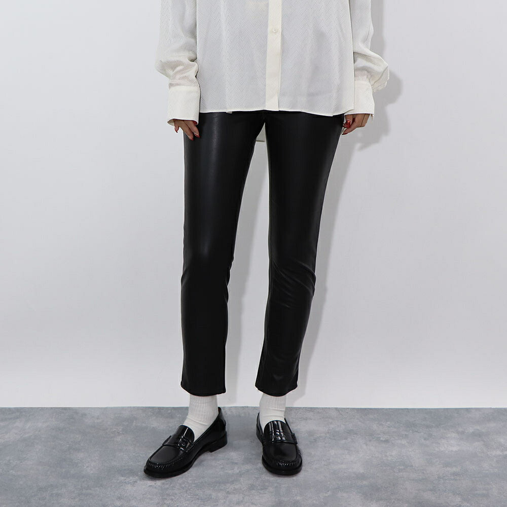 PINKO ロングパンツ ブラック レザー風 1G15KT-Y6GQ