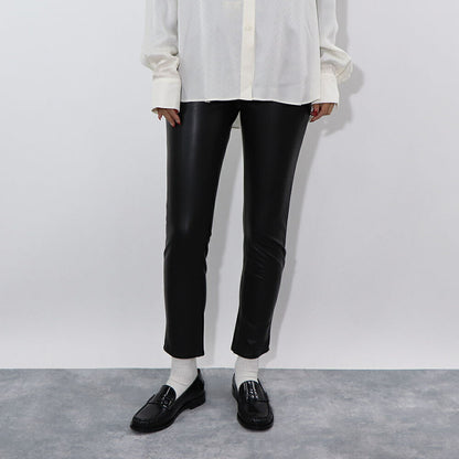 PINKO ロングパンツ ブラック レザー風 1G15KT-Y6GQ