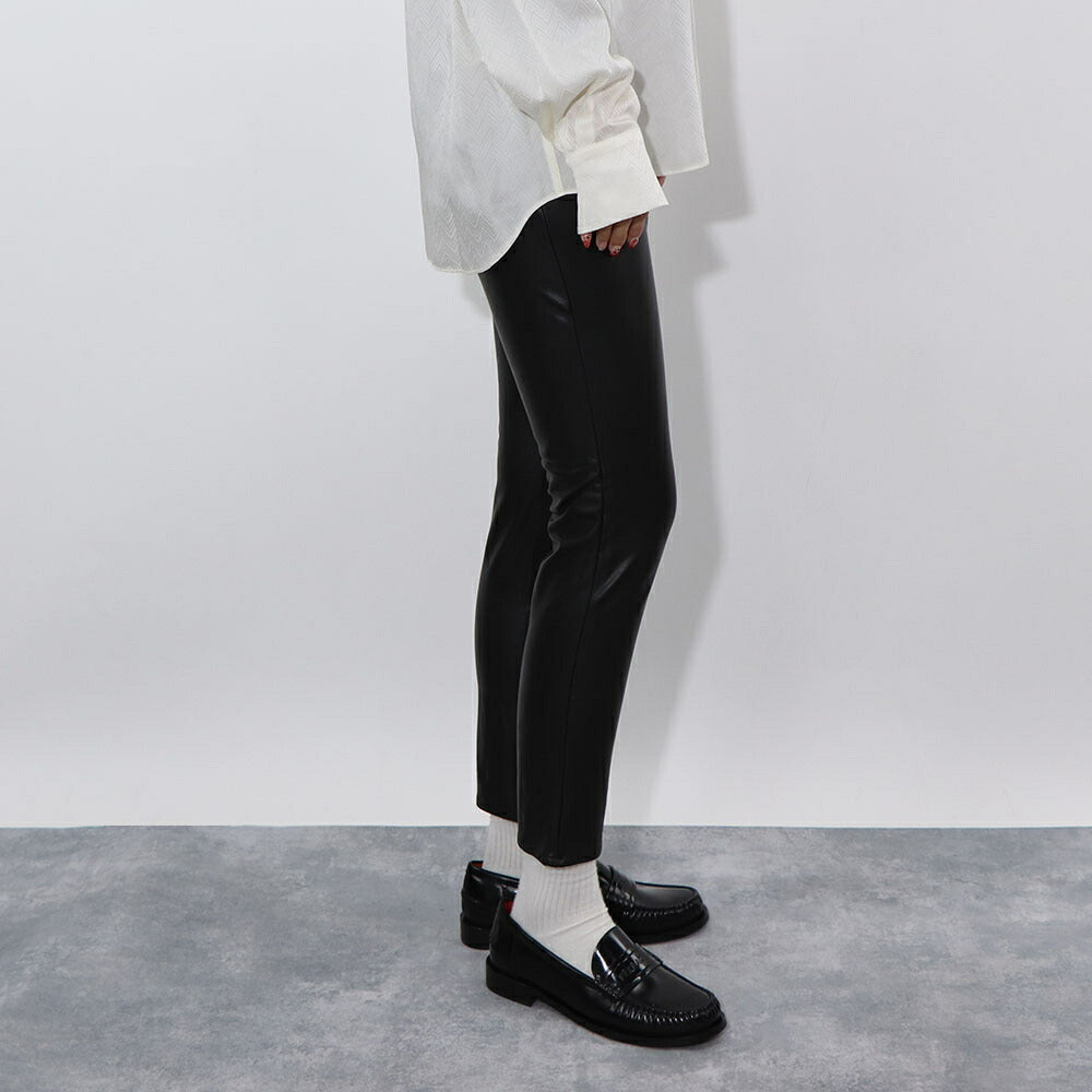 PINKO ロングパンツ ブラック レザー風 1G15KT-Y6GQ