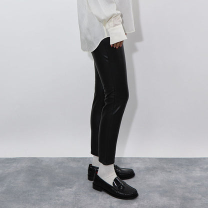 PINKO ロングパンツ ブラック レザー風 1G15KT-Y6GQ