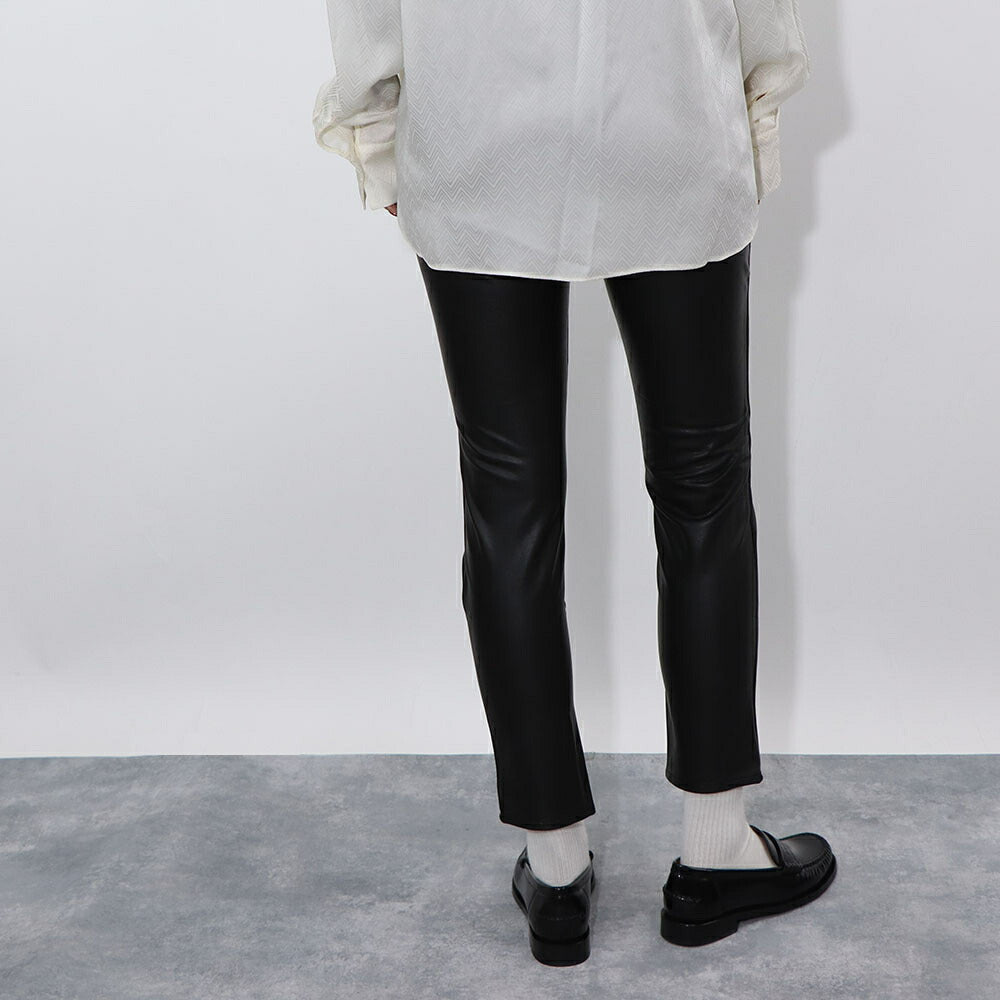 PINKO ロングパンツ ブラック レザー風 1G15KT-Y6GQ