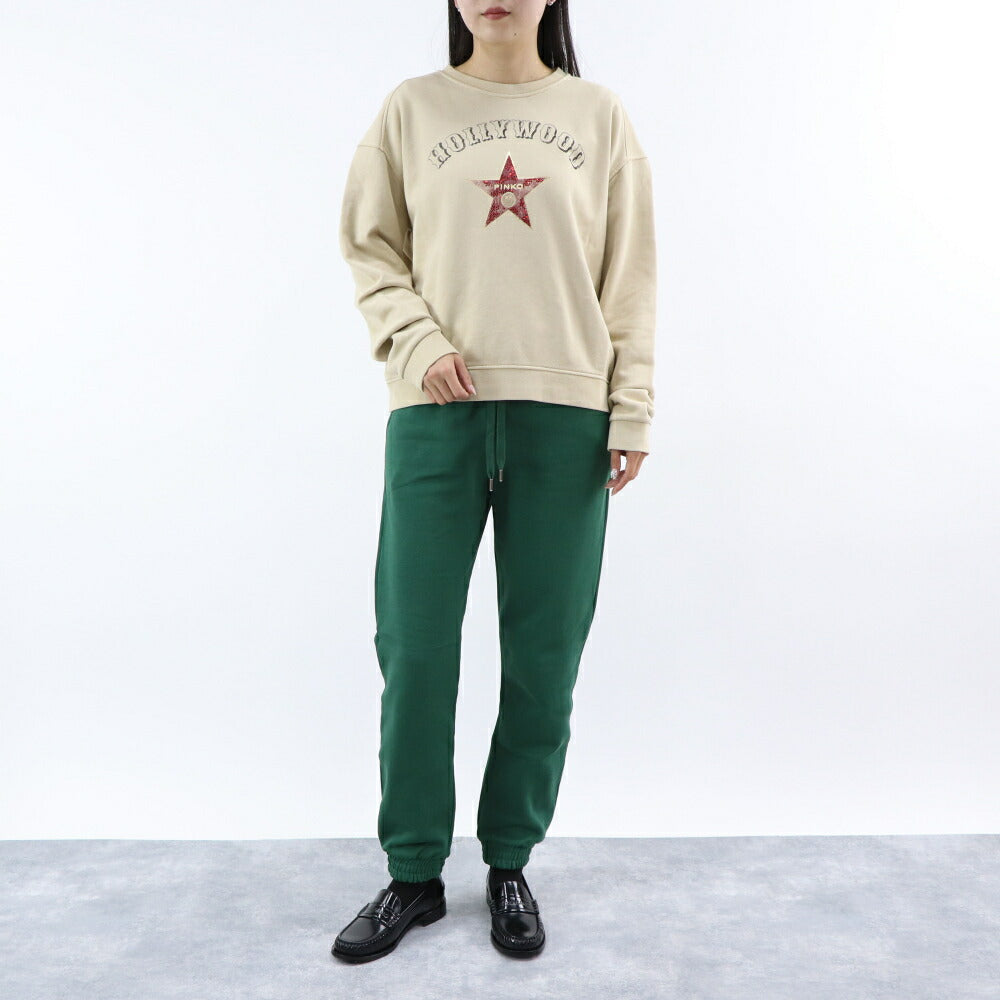 PINKO ロングパンツ グリーン スウェットパンツ ロゴ 1G1873-Y54B