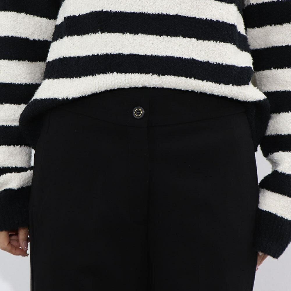 PINKO ロングパンツ ブラック 無地 シンプル ウエストゴム 1G188T-1739