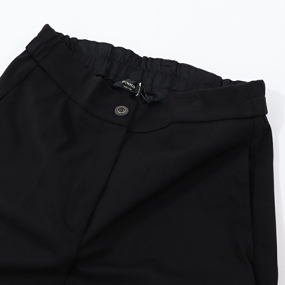 PINKO ロングパンツ ブラック 無地 シンプル ウエストゴム 1G188T-1739