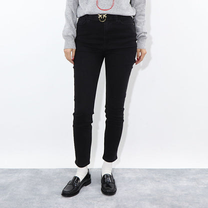 PINKO ロングパンツ ブラック ベルト付き 1J10GH-Y6FE
