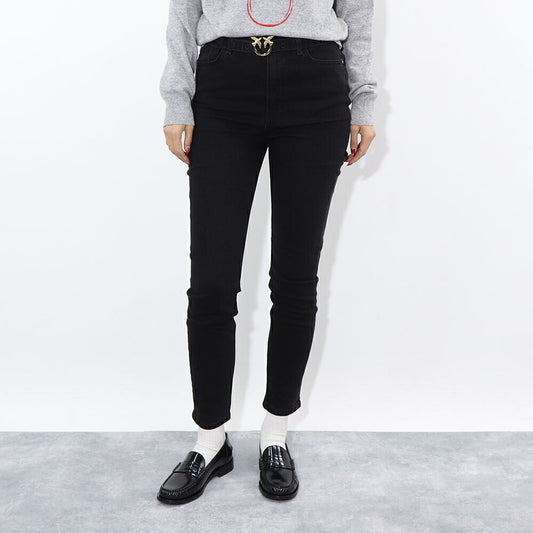PINKO ロングパンツ ブラック ベルト付き 1J10GH-Y6FE