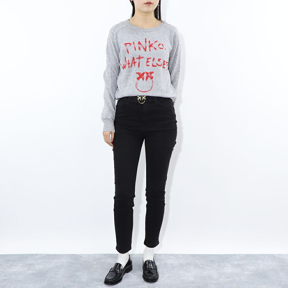 PINKO ロングパンツ ブラック ベルト付き 1J10GH-Y6FE