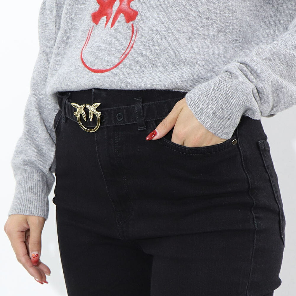 PINKO ロングパンツ ブラック ベルト付き 1J10GH-Y6FE