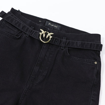 PINKO ロングパンツ ブラック ベルト付き 1J10GH-Y6FE
