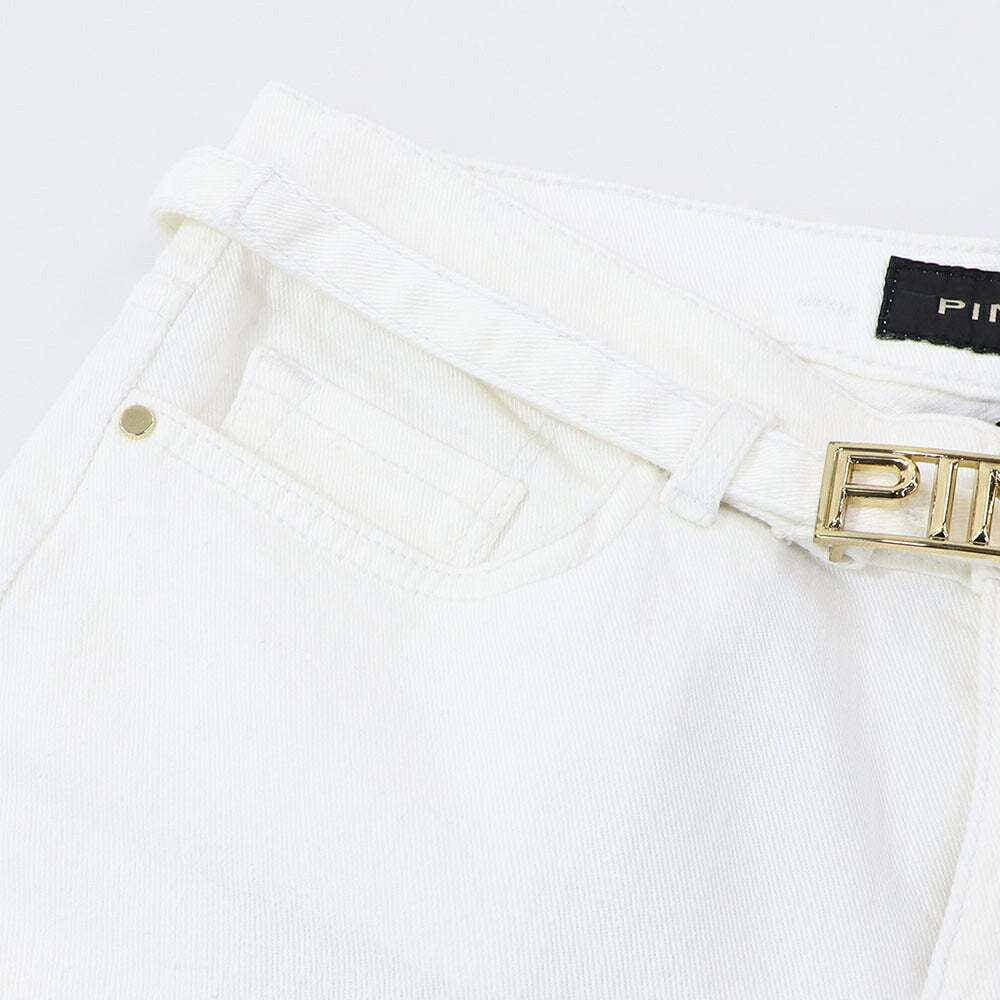 PINKO ロングパンツ ホワイト  ベルト付き 1J10KU-Y62N